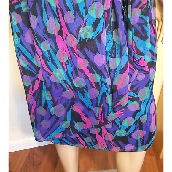 Vintage A J Bari Vibrant Knee Length Strapless Dress with Scarf Size 10      T44 - Picture 10 of 12